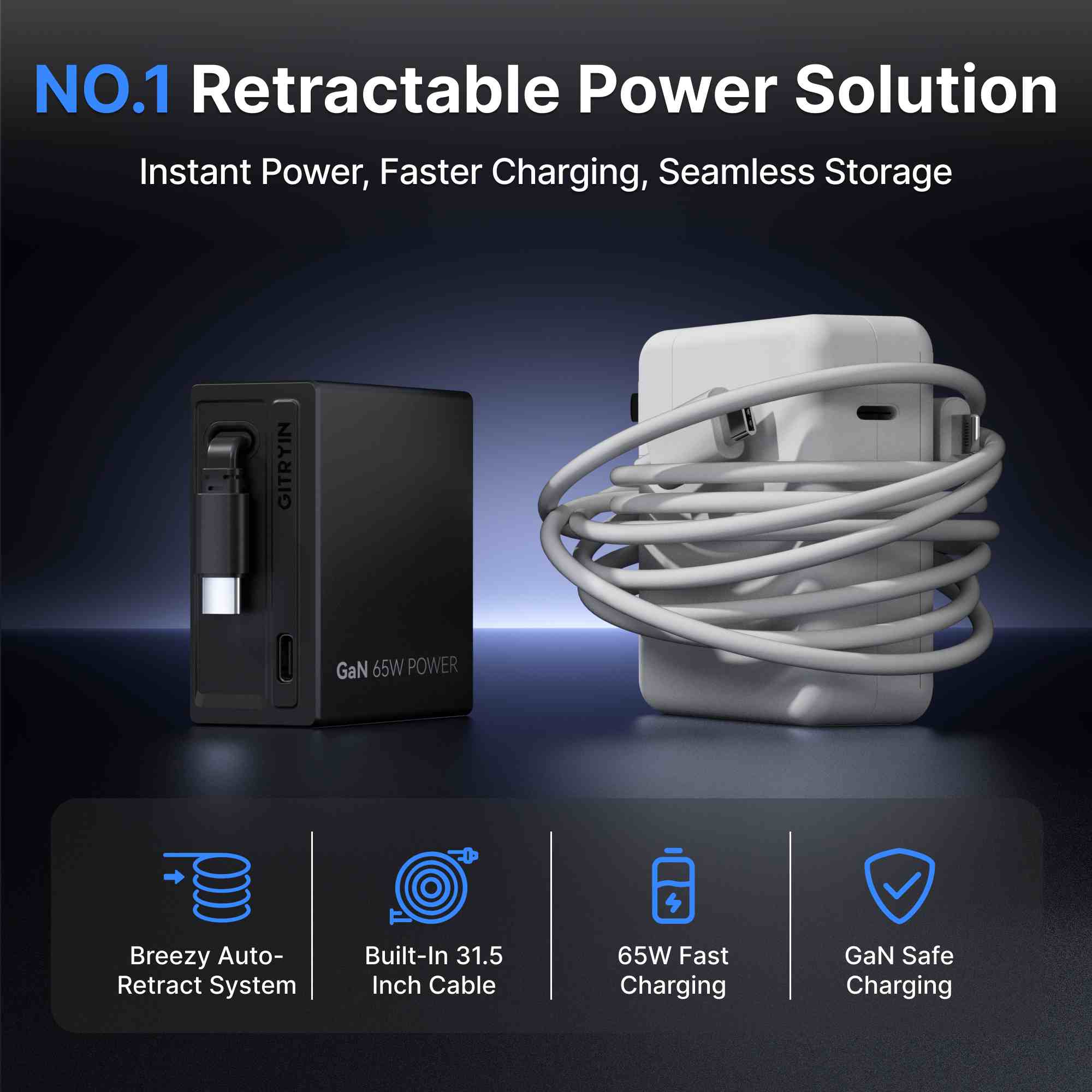 Gitryin Retractable 65W Fast Charger for 3C Devices - Image 11