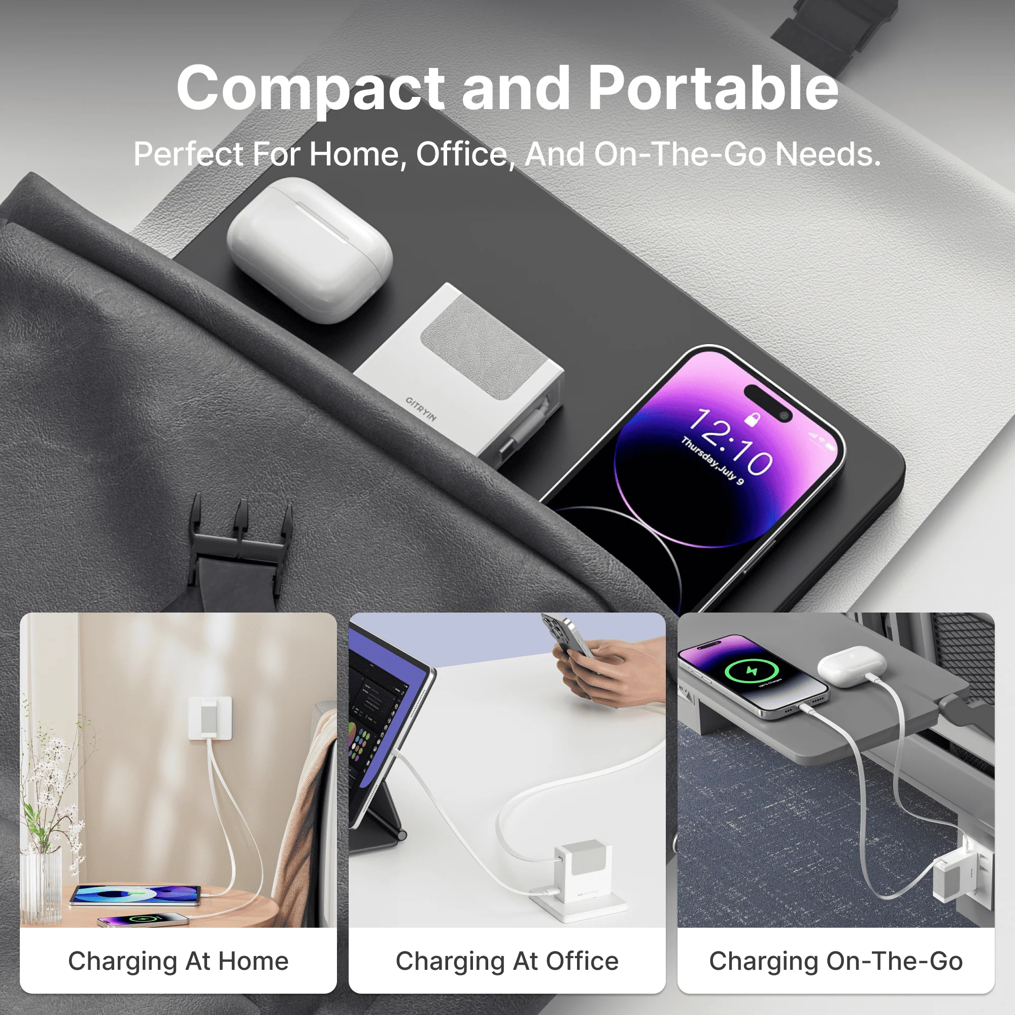 Gitryin Retractable Charger - White/Lightning Cable - Image 8