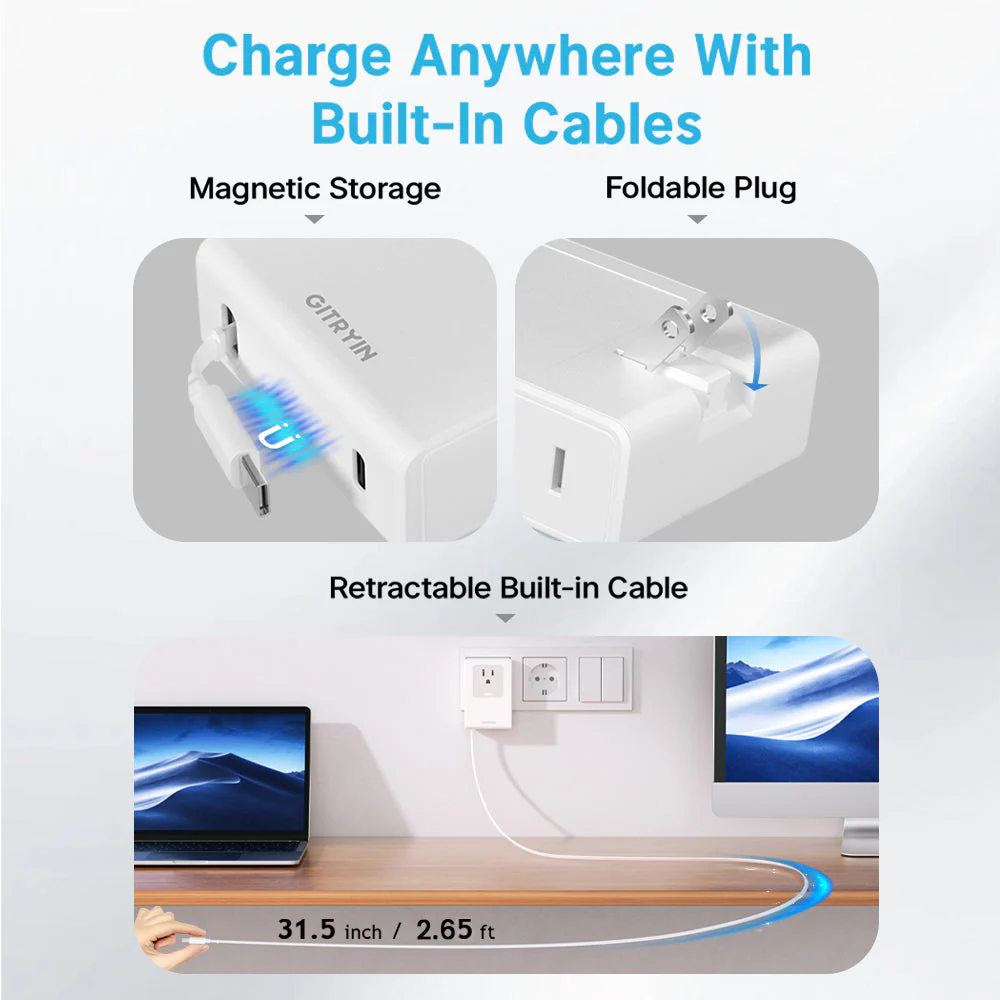 Gitryin Retractable Travel Adapter 5-in-1 Charger - Image 4
