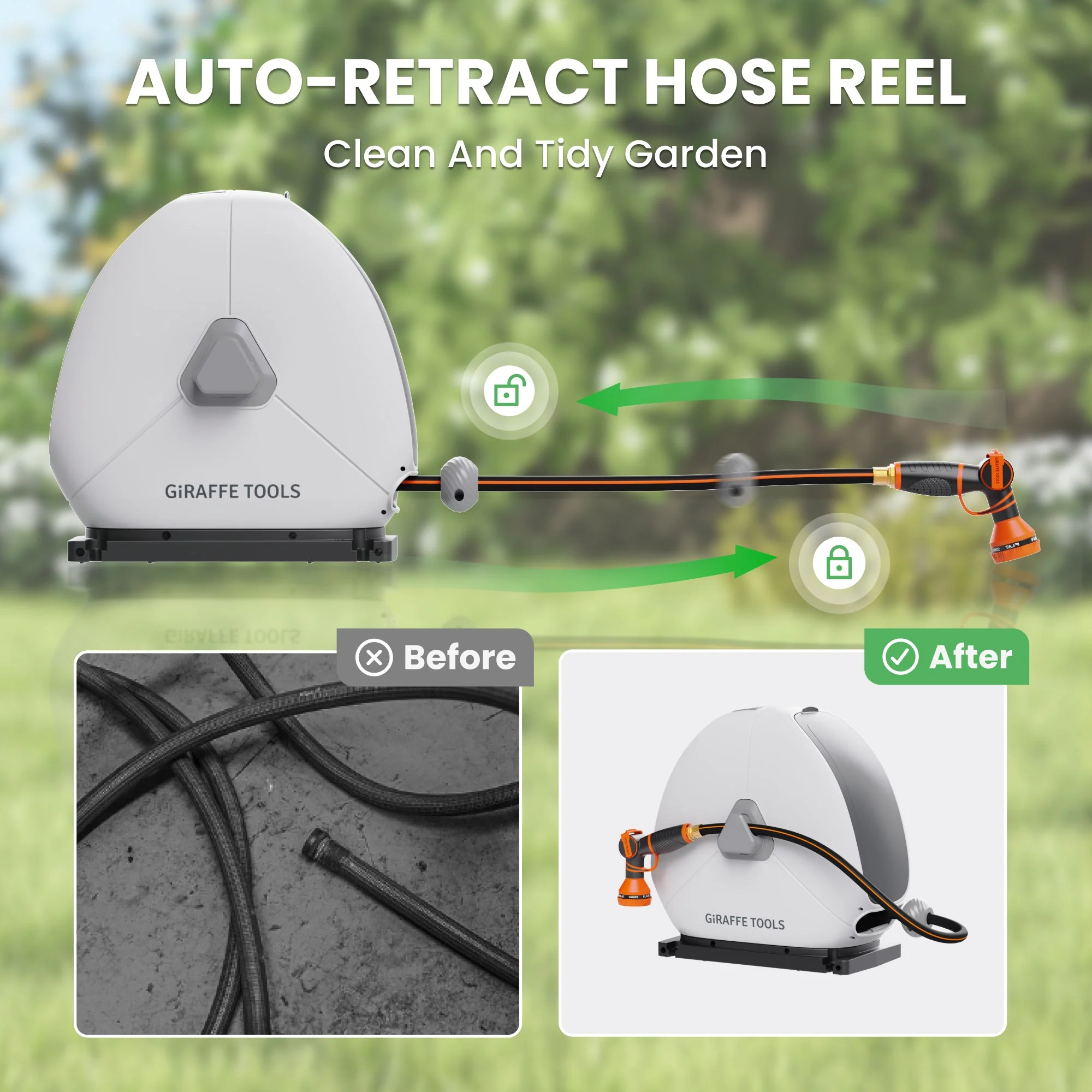 Ground-Mounted Retractable Hose Reel-5/8in-92ft - Image 4