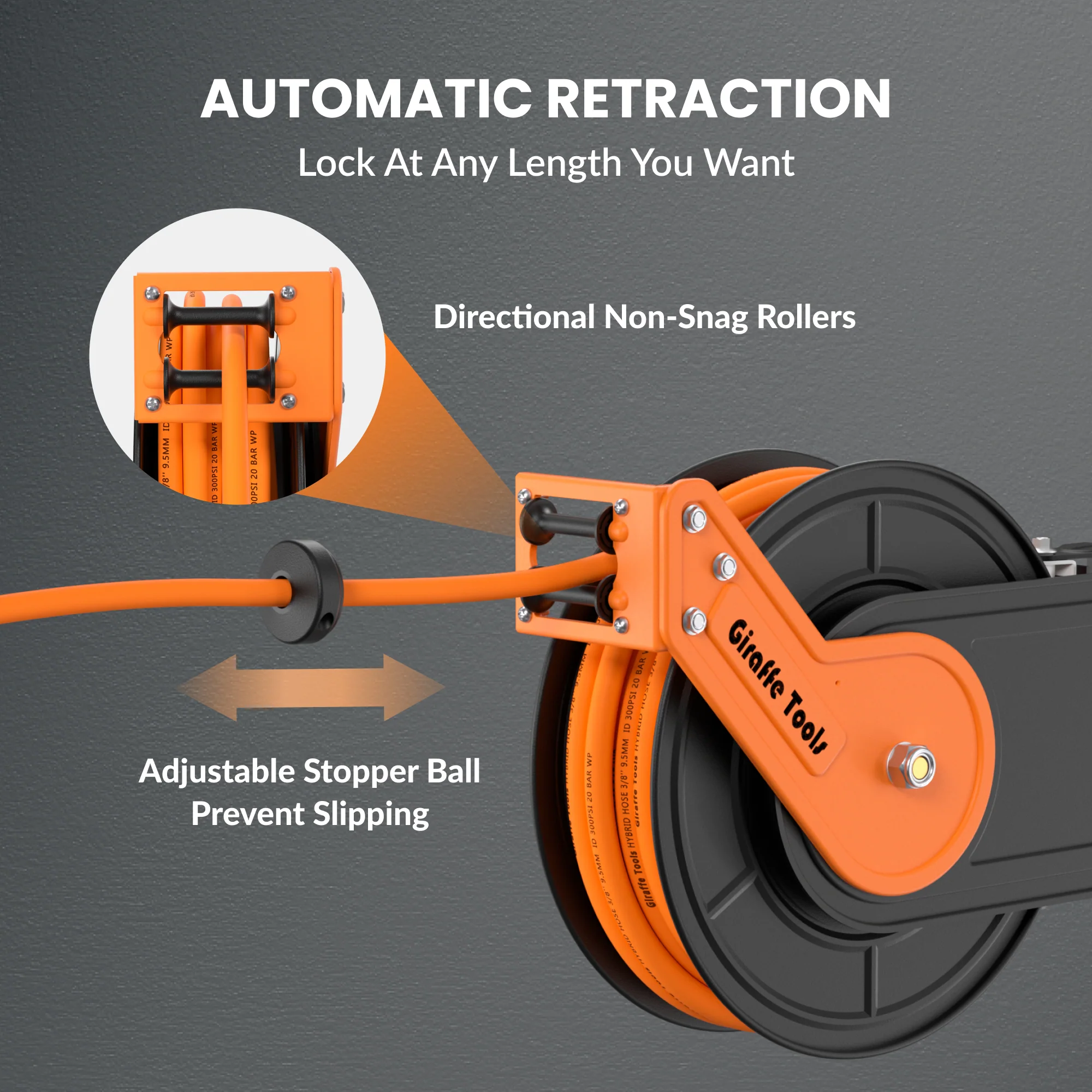 Retractable Air Hose Reel-Alloy Steel Reel-3/8in-50ft - Image 4