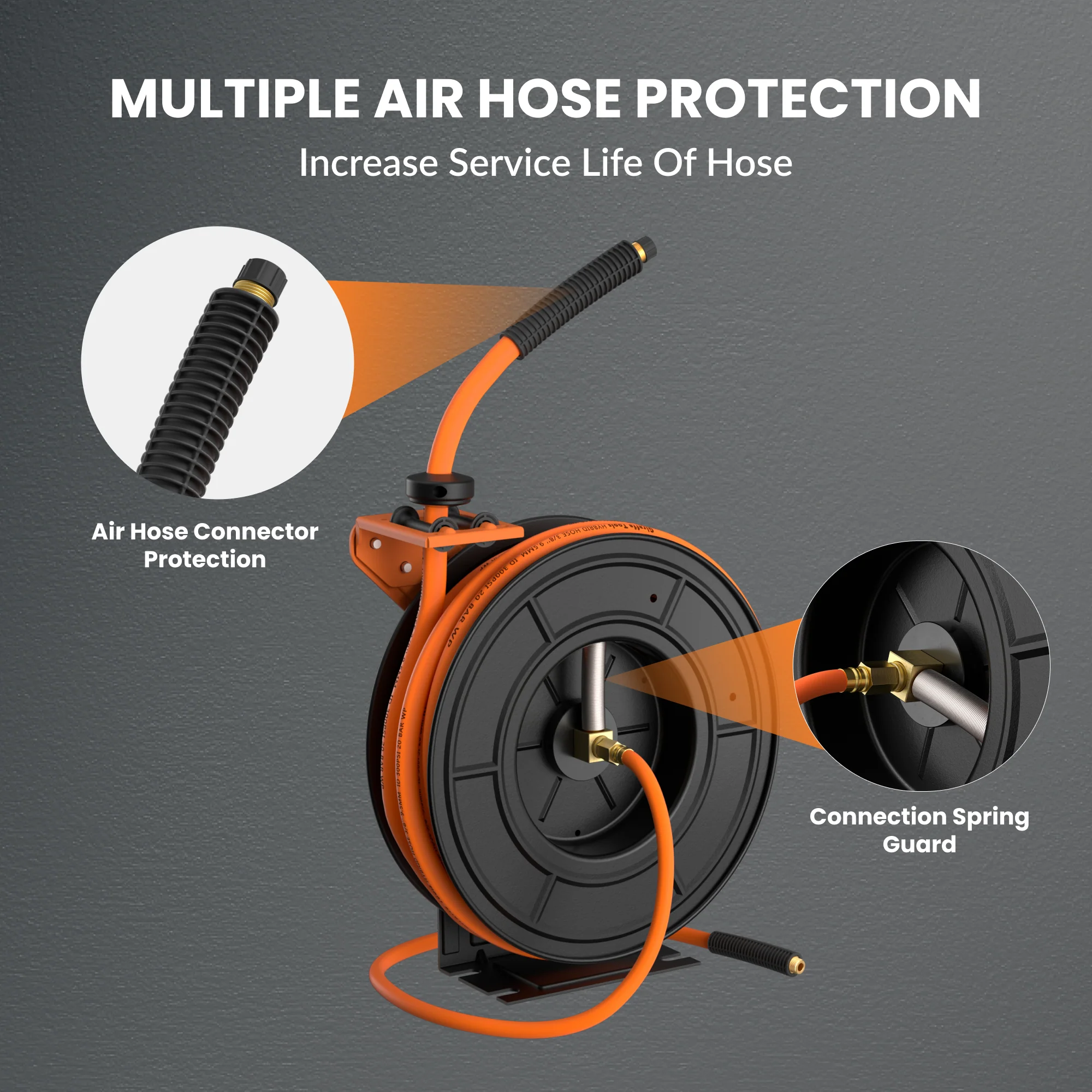 Retractable Air Hose Reel-Alloy Steel Reel-3/8in-50ft - Image 5