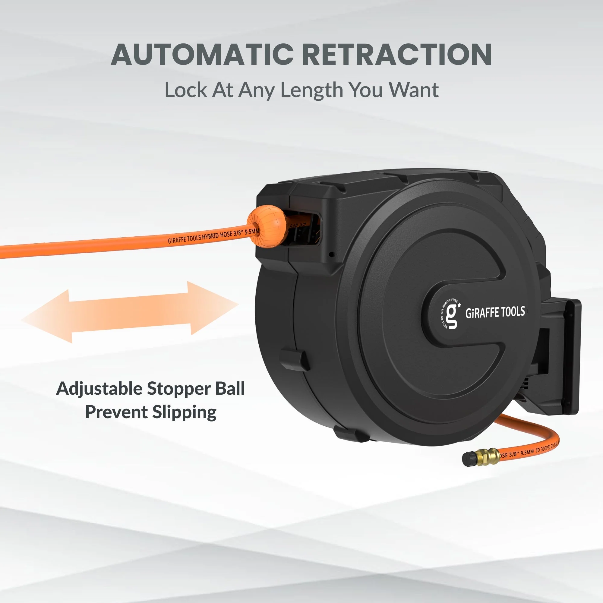Retractable Air Hose Reel-PP Housing-3/8in-50ft - Image 5