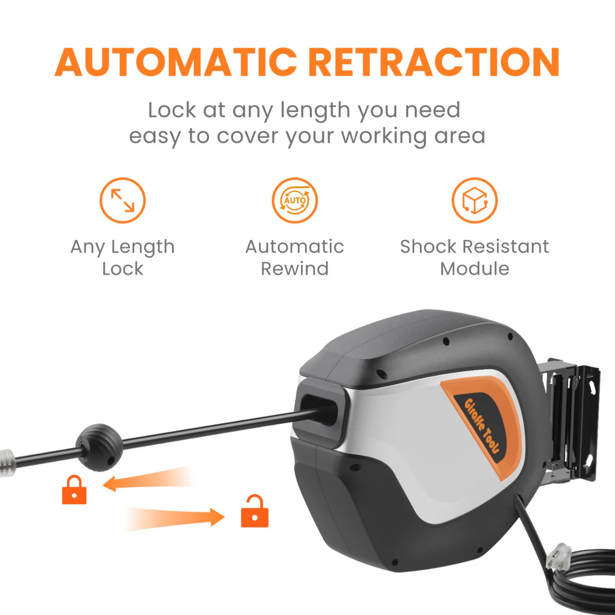 Retractable Extension Cord Reel-50ft-12/14 AWG - Image 4