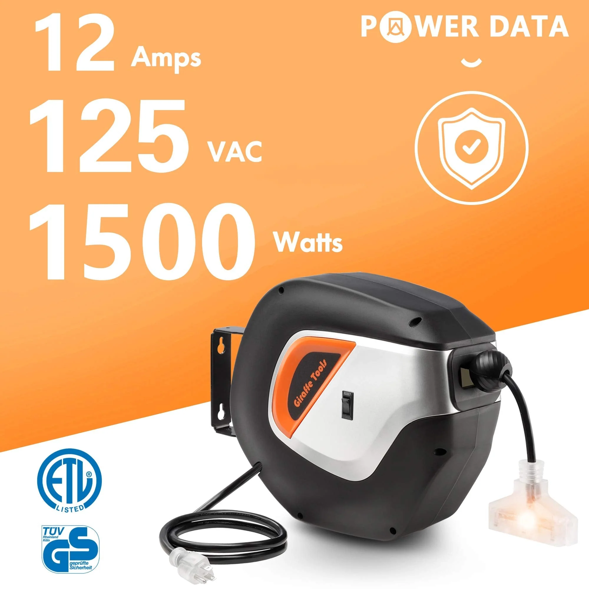 Retractable Extension Cord Reel-50ft-12/14 AWG - Image 8