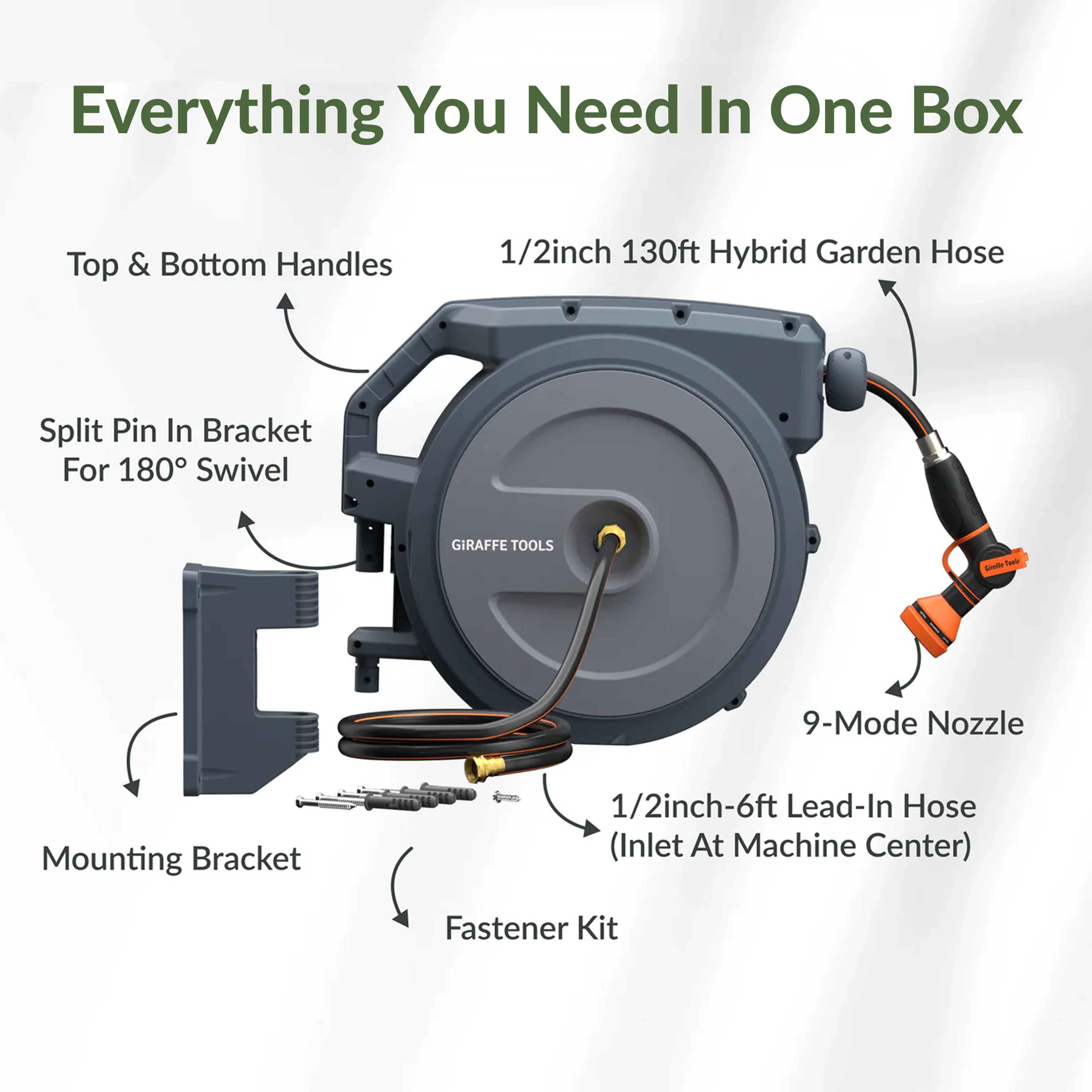 Retractable Garden Hose Reel-1/2in-130ft - Image 10