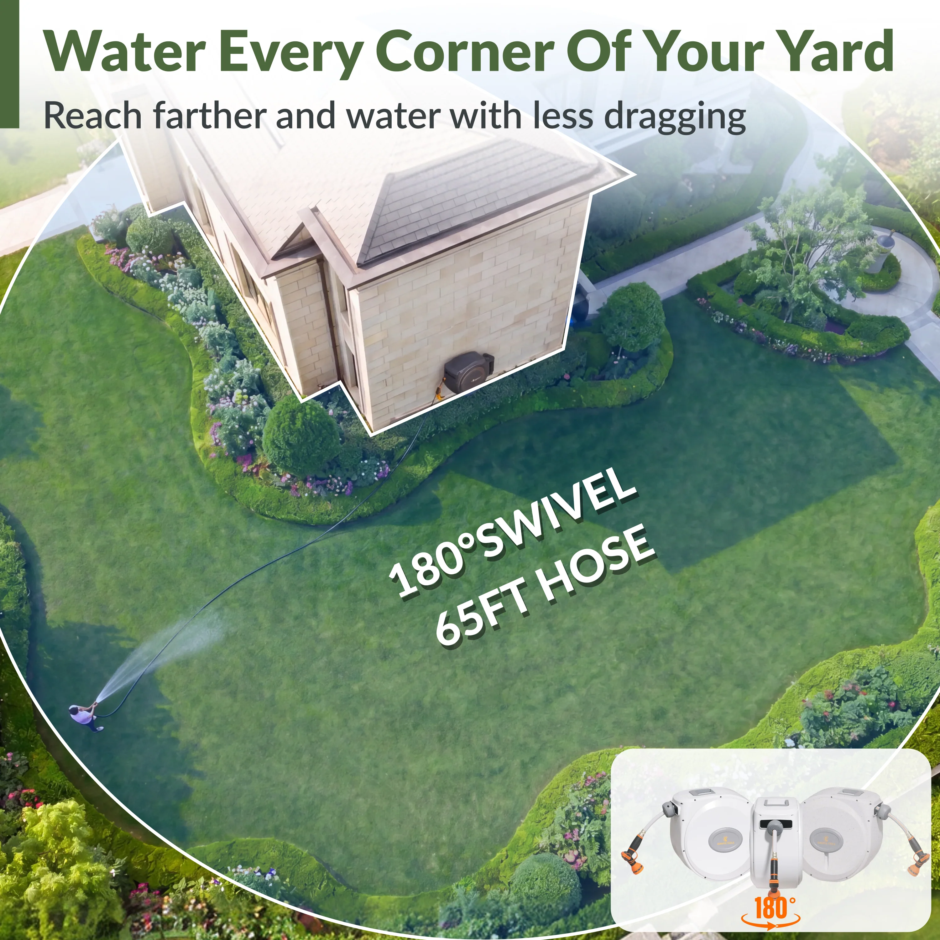 Retractable Garden Hose Reel-5/8in-65ft - Image 7