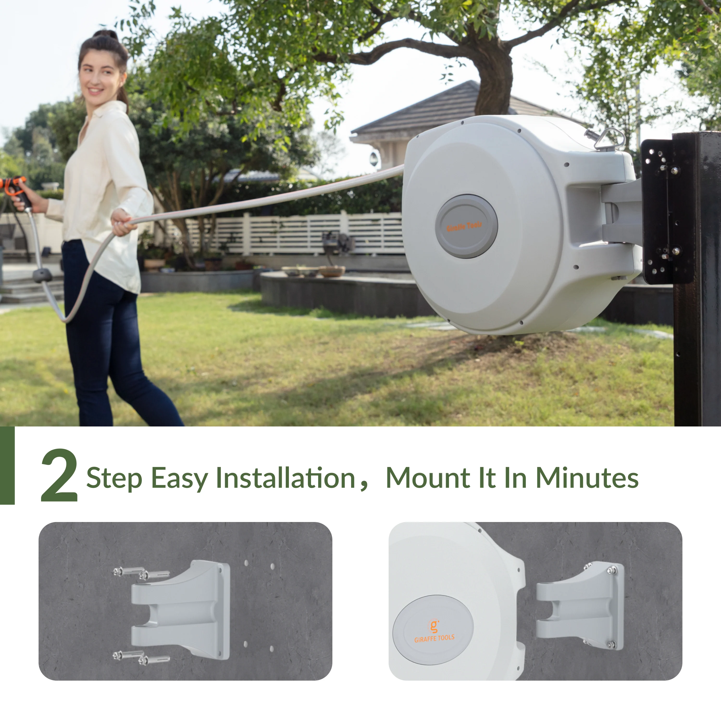 Retractable Garden Hose Reel-5/8in-65ft - Image 9