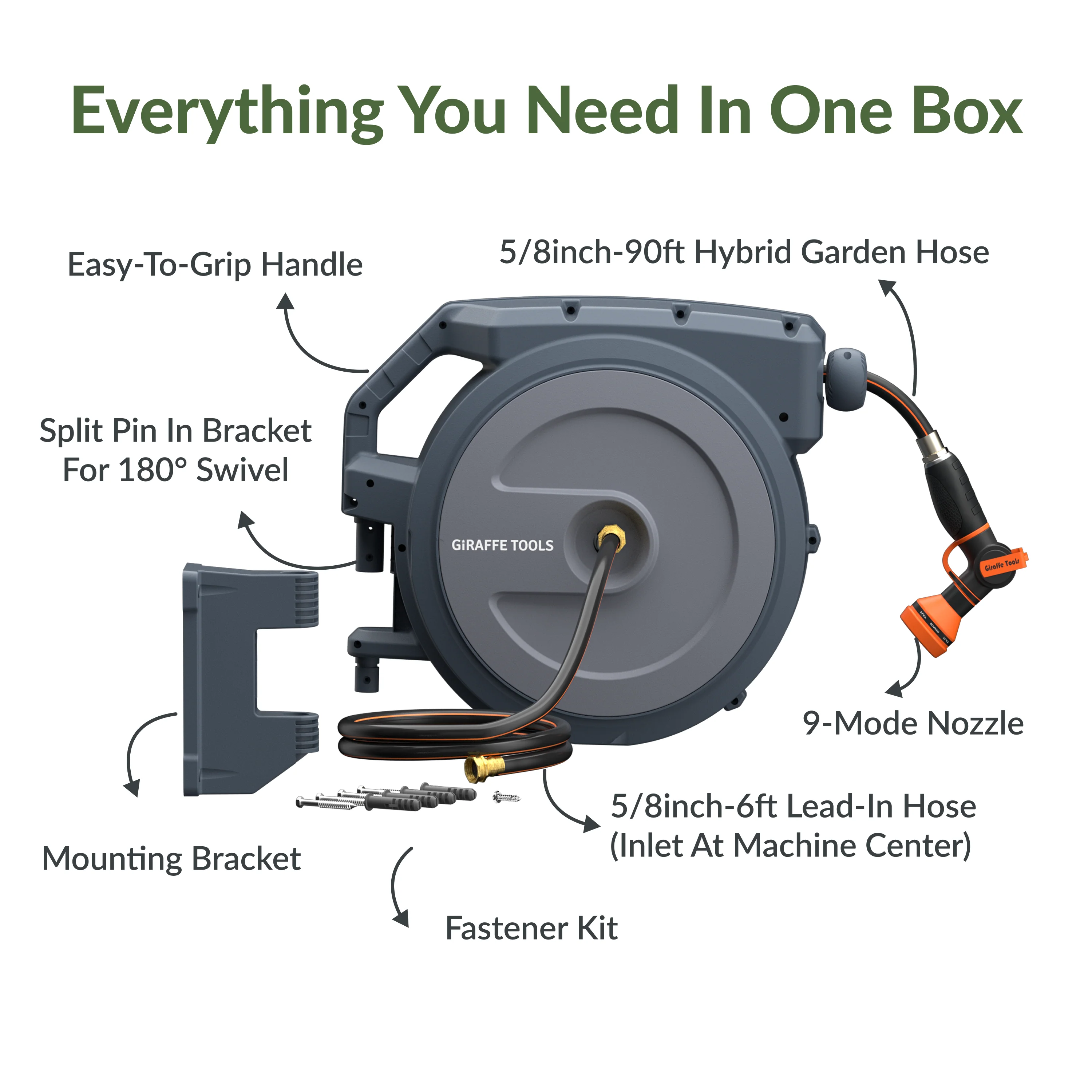Retractable Garden Hose Reel-5/8in-90ft - Image 11